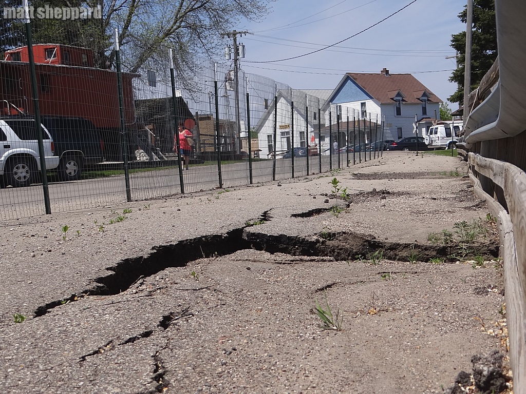Wire fence blocks off pedestrian and vehicle traffic.   Photo Matt Sheppard-CSi